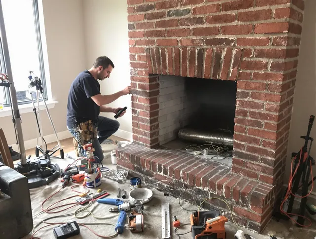 Seekonk Chimney Sweep specialist finalizing chimney liner service in Seekonk, MA