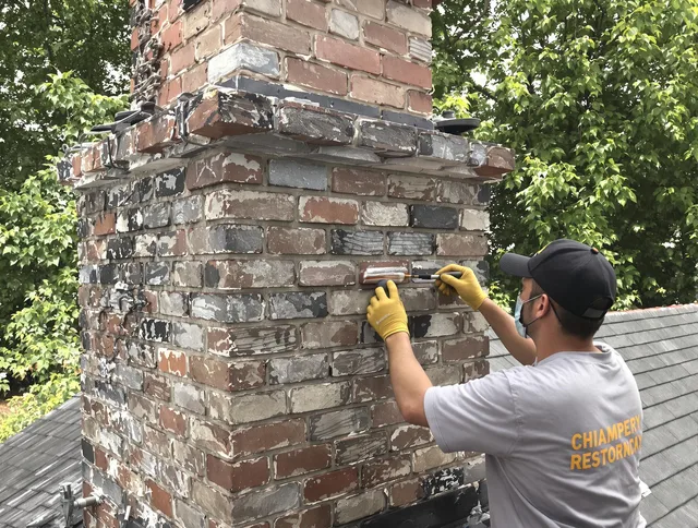In-progress chimney restoration by Seekonk Chimney Sweep in Seekonk, MA