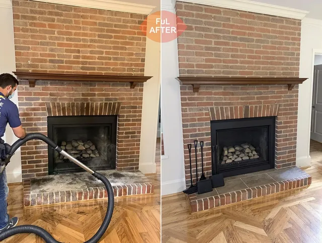 Seekonk Chimney Sweep carefully sanitizing a fireplace in Seekonk, MA