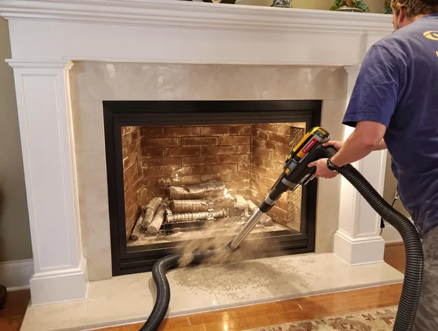 Fireplace cleaning performed by Seekonk Chimney Sweep in Seekonk, MA