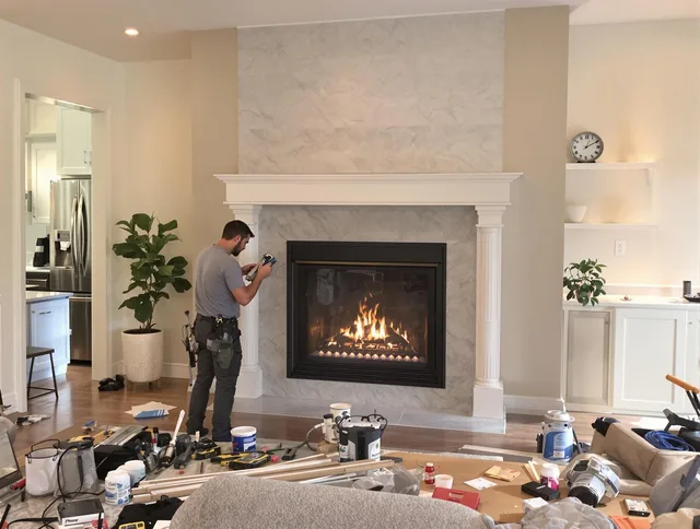 Newly installed fireplace by Seekonk Chimney Sweep in Seekonk, MA